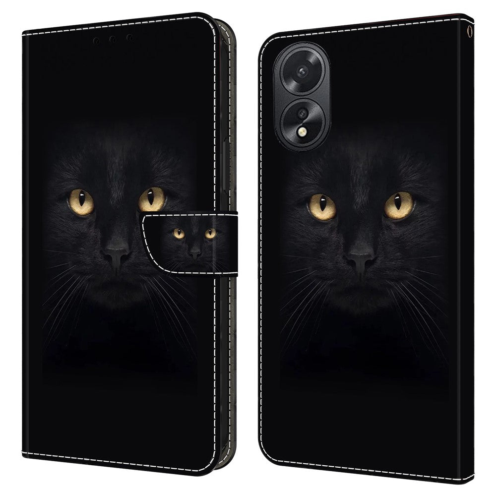 For Oppo A38 4G / A18 4G Leather Phone Case 3D Pattern Magnetic Closure Folio Cover