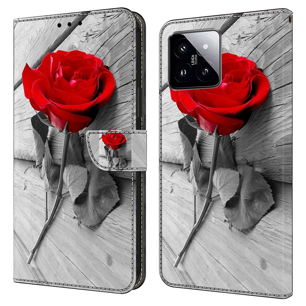 Xiaomi 14 Plånboksfodral med 3D-mönster i PU-läder, stativ och mobilfodral