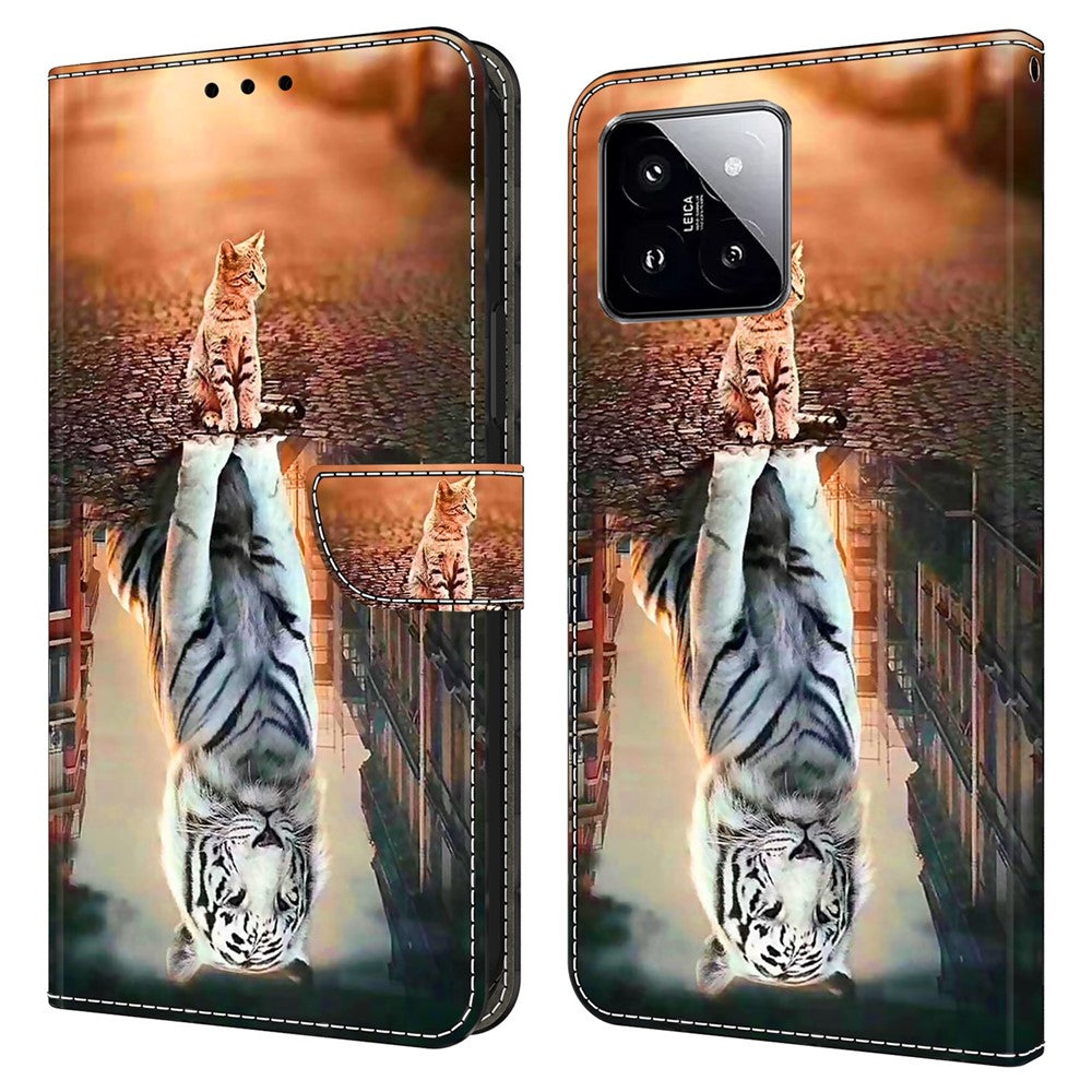Xiaomi 14 Plånboksfodral med 3D-mönster i PU-läder, stativ och mobilfodral