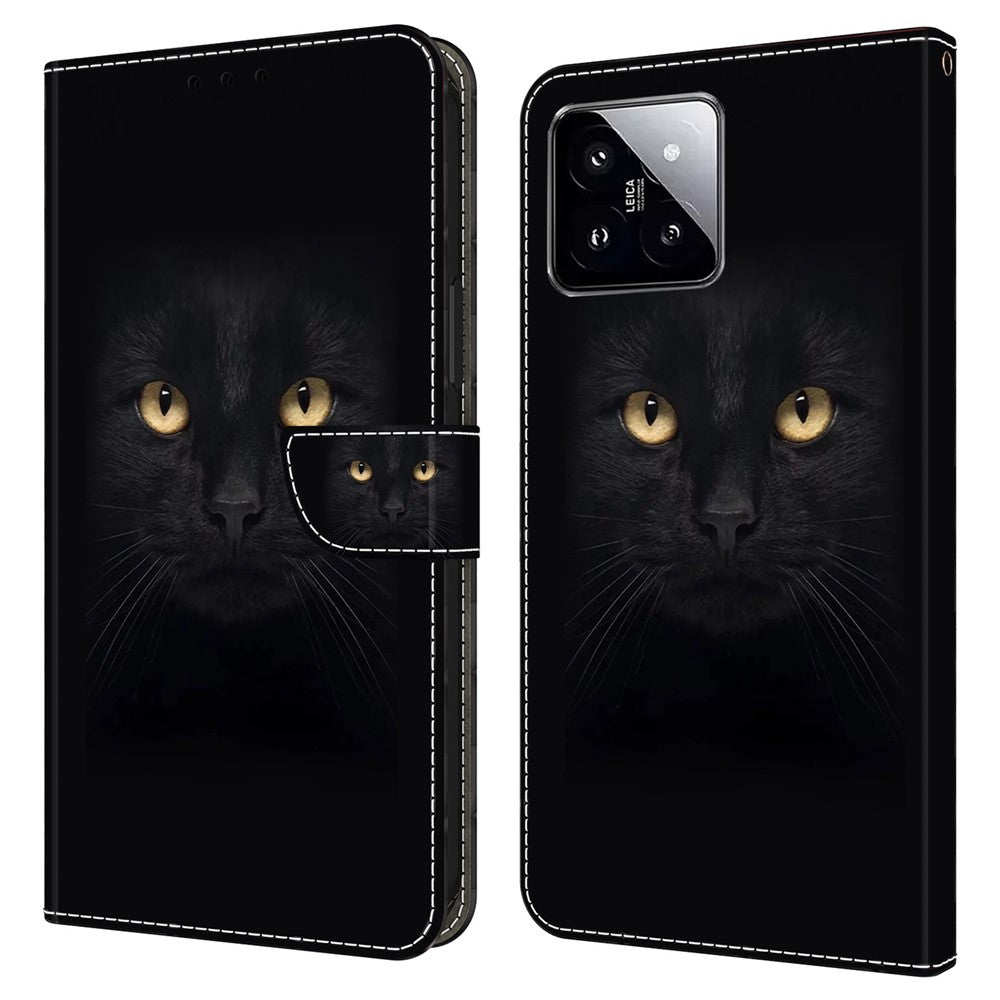 Xiaomi 14 Plånboksfodral med 3D-mönster i PU-läder, stativ och mobilfodral