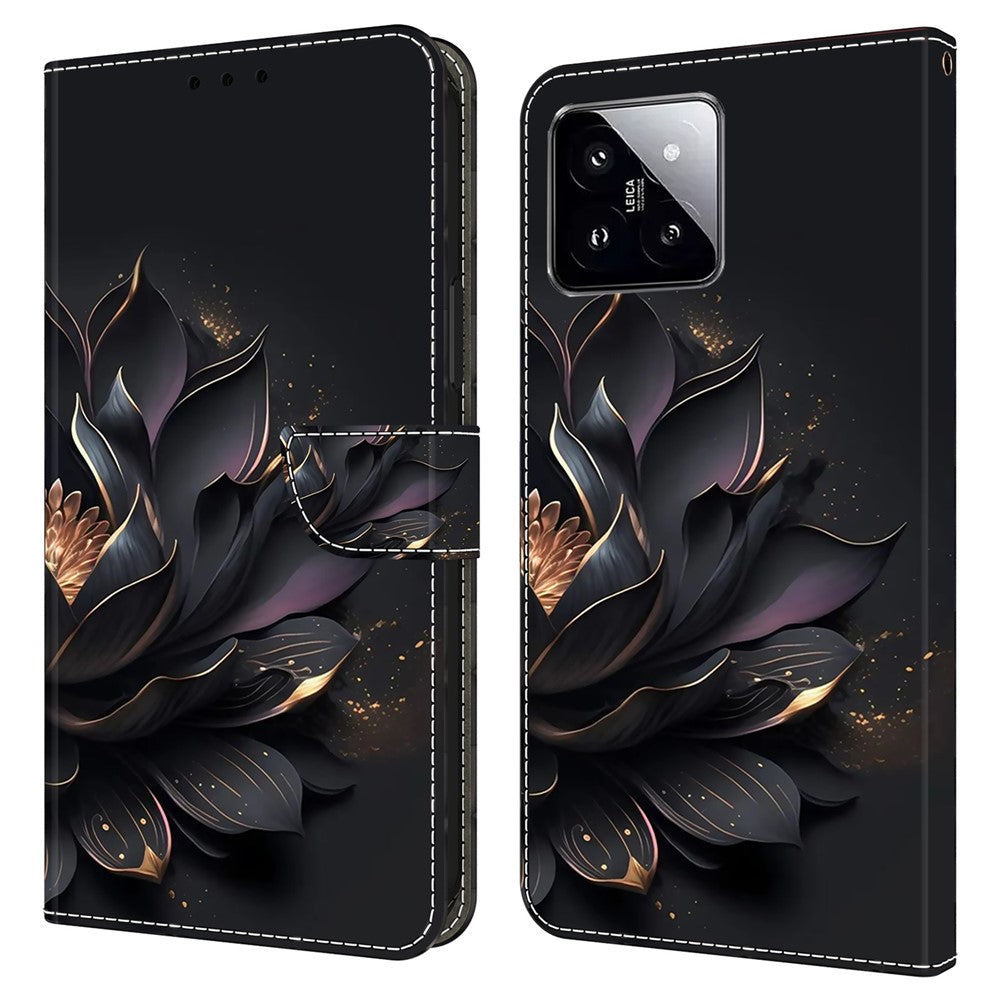 Xiaomi 14 Plånboksfodral med 3D-mönster i PU-läder, stativ och mobilfodral