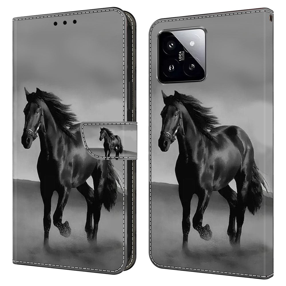 For Xiaomi 14 Wallet Case 3D Pattern PU Leather Stand Phone Cover