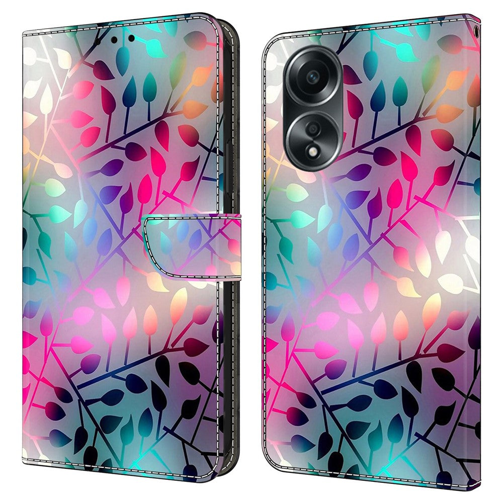 Oppo A58 5G / A78 5G mobilskal 3D-mönster PU-läder Skyddande Flipfodral