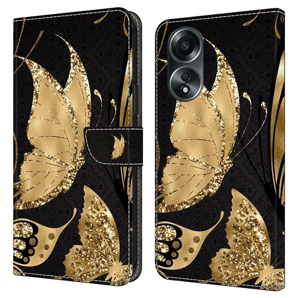For Oppo A58 4G Flip Phone Case 3D Pattern Printed PU Leather Shockproof Cover