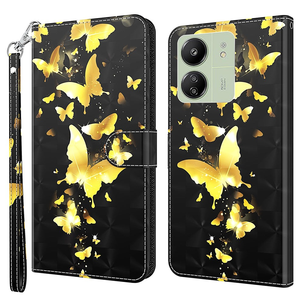 For Xiaomi Redmi 13C 4G / 13C 5G / Poco C65 4G / Poco M6 5G / 13R 5G Phone Case PU Leather 3D Pattern Stand Cover