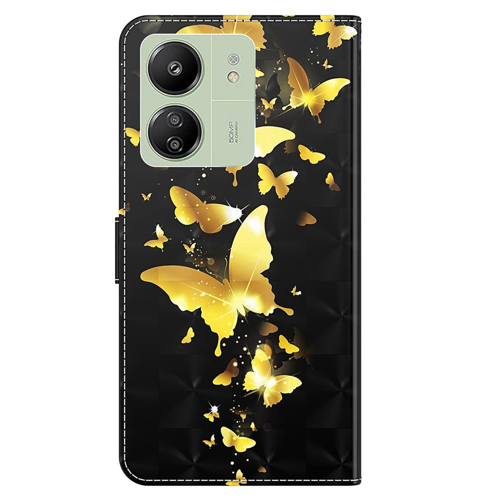 For Xiaomi Redmi 13C 4G / 13C 5G / Poco C65 4G / Poco M6 5G / 13R 5G Phone Case PU Leather 3D Pattern Stand Cover
