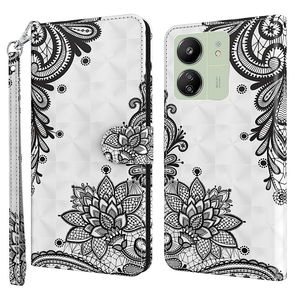 For Xiaomi Redmi 13C 4G / 13C 5G / Poco C65 4G / Poco M6 5G / 13R 5G Phone Case PU Leather 3D Pattern Stand Cover
