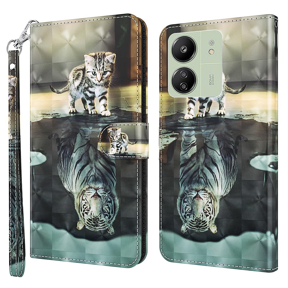 For Xiaomi Redmi 13C 4G / 13C 5G / Poco C65 4G / Poco M6 5G / 13R 5G Phone Case PU Leather 3D Pattern Stand Cover