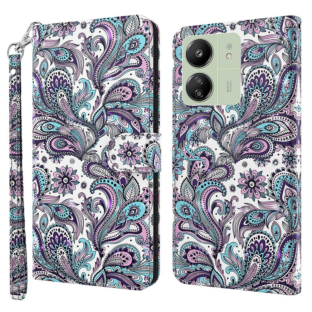 For Xiaomi Redmi 13C 4G / 13C 5G / Poco C65 4G / Poco M6 5G / 13R 5G Phone Case PU Leather 3D Pattern Stand Cover