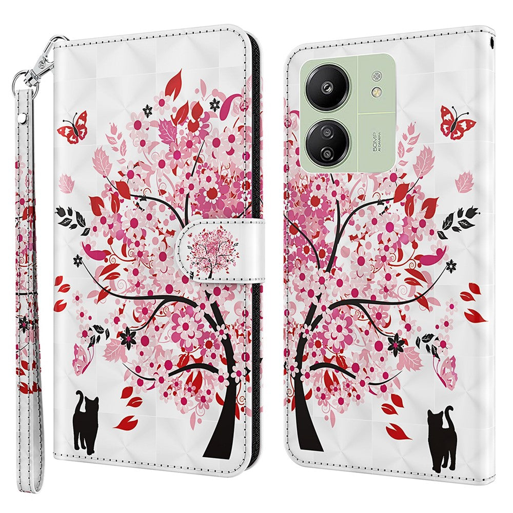 For Xiaomi Redmi 13C 4G / 13C 5G / Poco C65 4G / Poco M6 5G / 13R 5G Phone Case PU Leather 3D Pattern Stand Cover