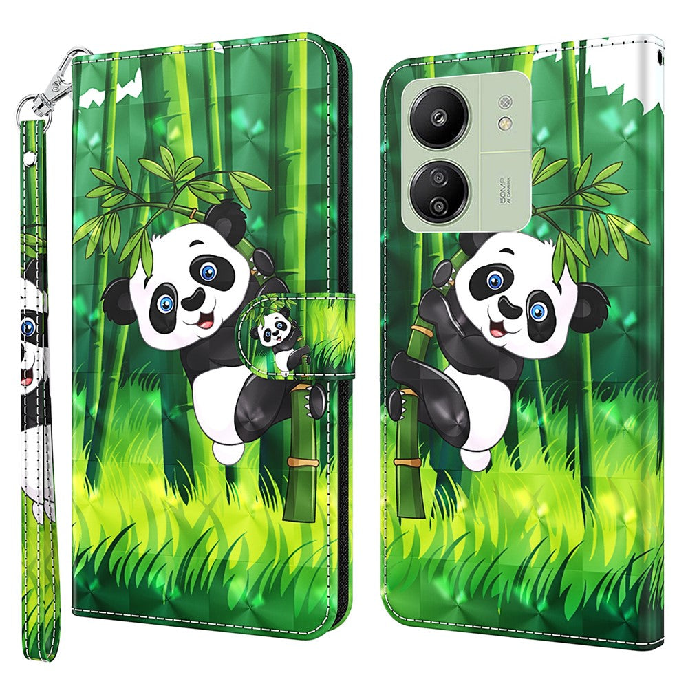 For Xiaomi Redmi 13C 4G / 13C 5G / Poco C65 4G / Poco M6 5G / 13R 5G Phone Case PU Leather 3D Pattern Stand Cover