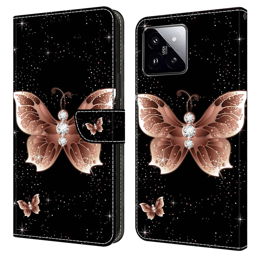 For Xiaomi 14 Case 3D Pattern Printing Phone Cover with Wallet Stand