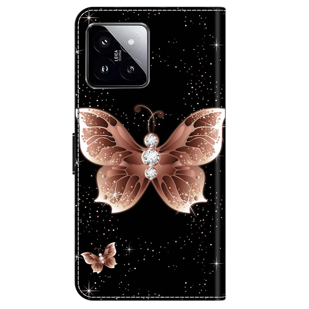 For Xiaomi 14 Case 3D Pattern Printing Phone Cover with Wallet Stand