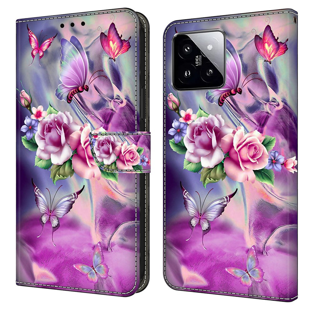 For Xiaomi 14 Case 3D Pattern Printing Phone Cover with Wallet Stand