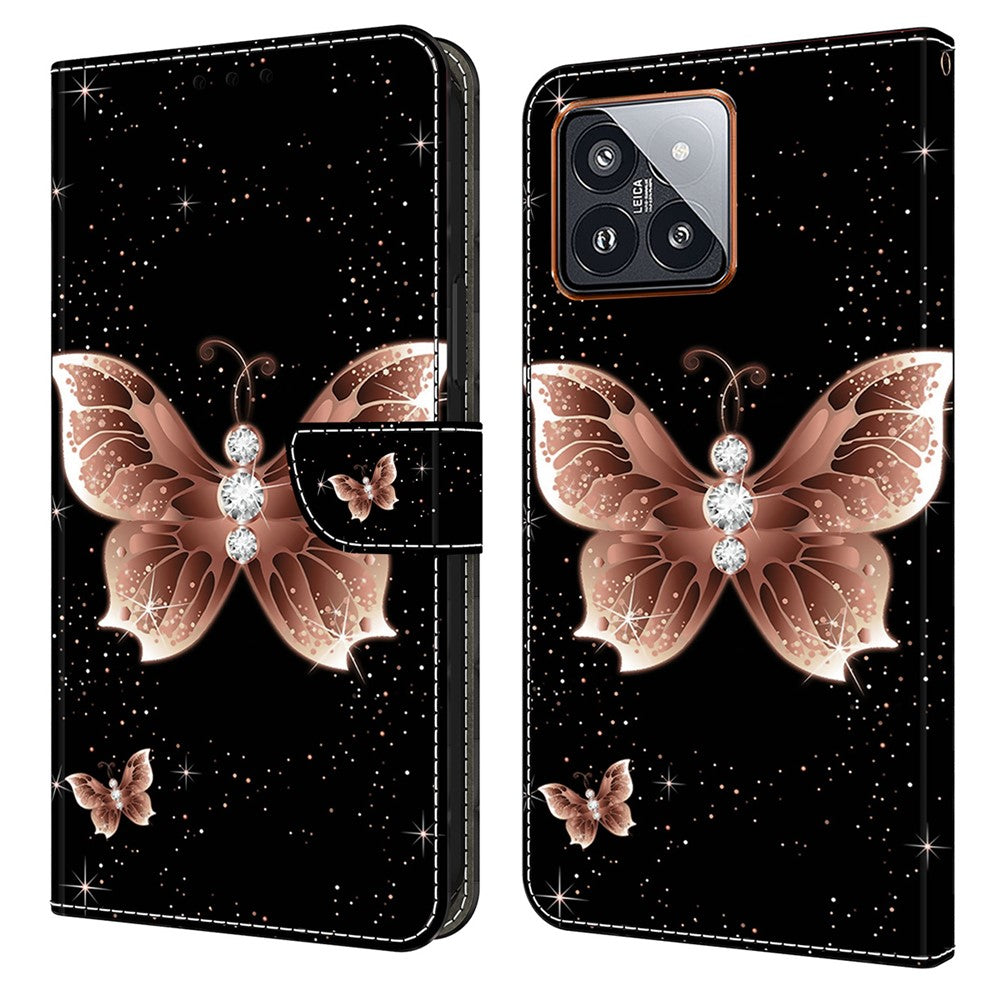 For Xiaomi 14 Pro Case 3D Pattern Printing Wallet Phone Leather Cover