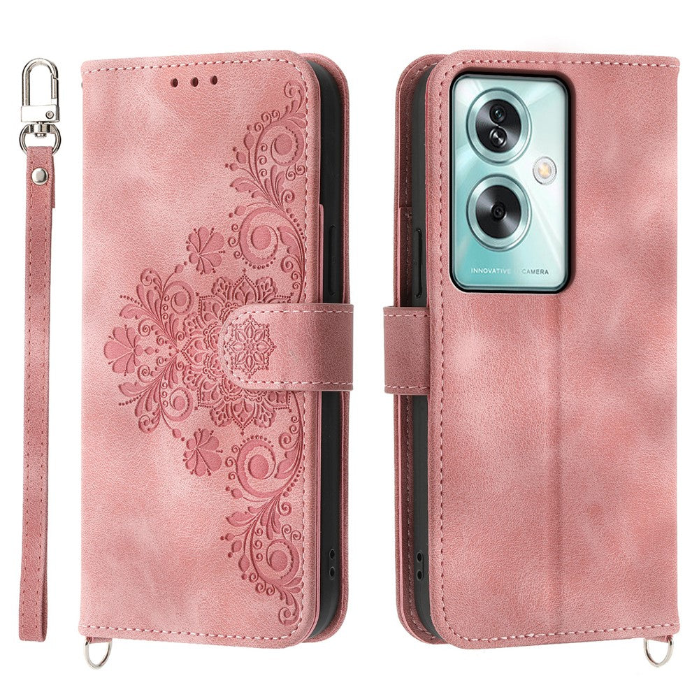 For Oppo A79 5G / A2 5G Case TPU+PU Leather Flower Imprinted Mobile Phone Cover with Card Slots