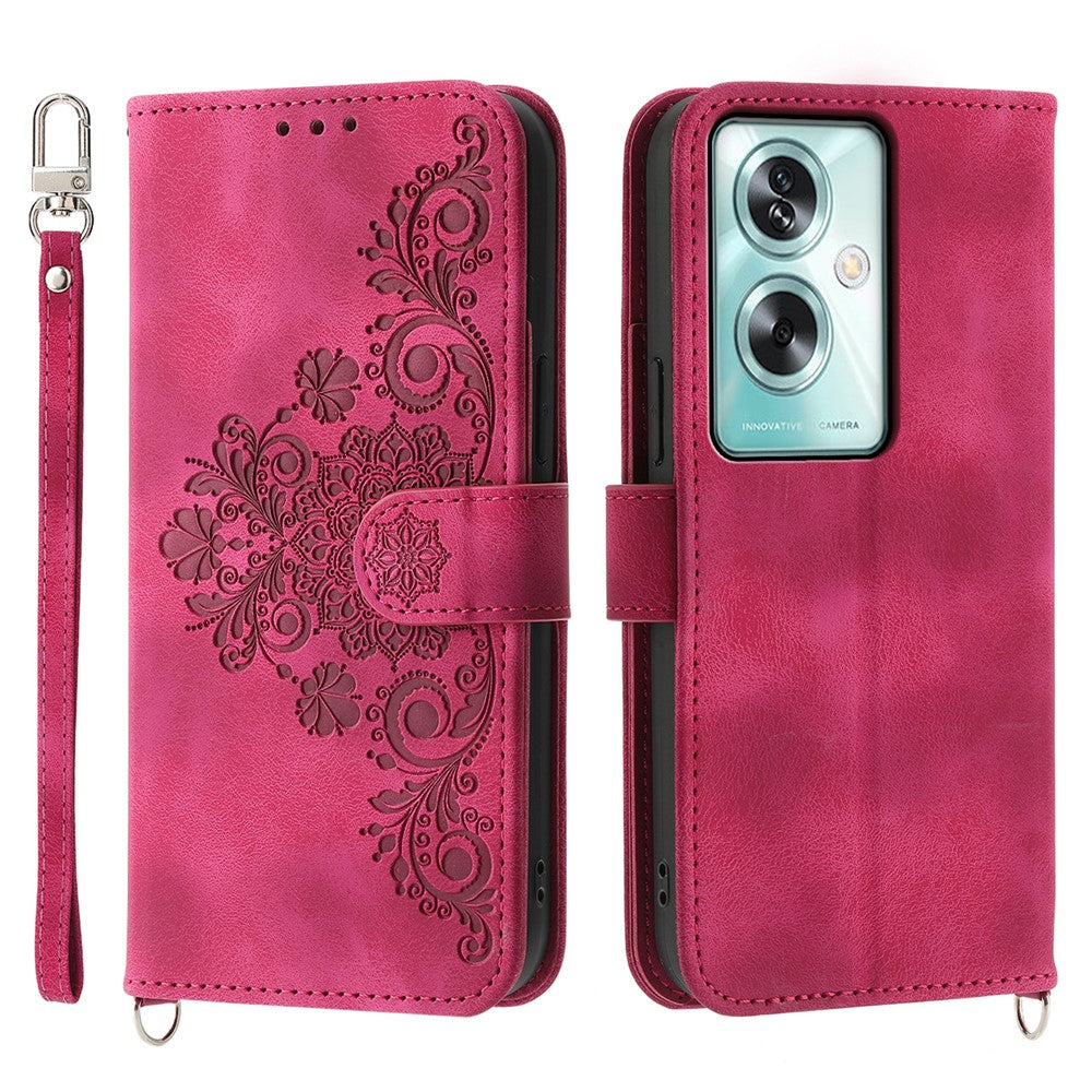 For Oppo A79 5G / A2 5G Case TPU+PU Leather Flower Imprinted Mobile Phone Cover with Card Slots