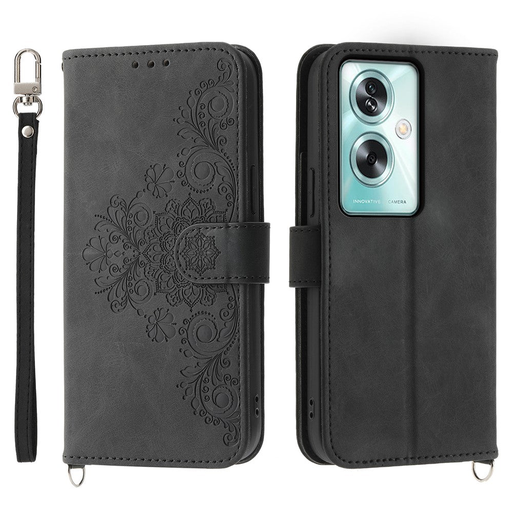 For Oppo A79 5G / A2 5G Case TPU+PU Leather Flower Imprinted Mobile Phone Cover with Card Slots