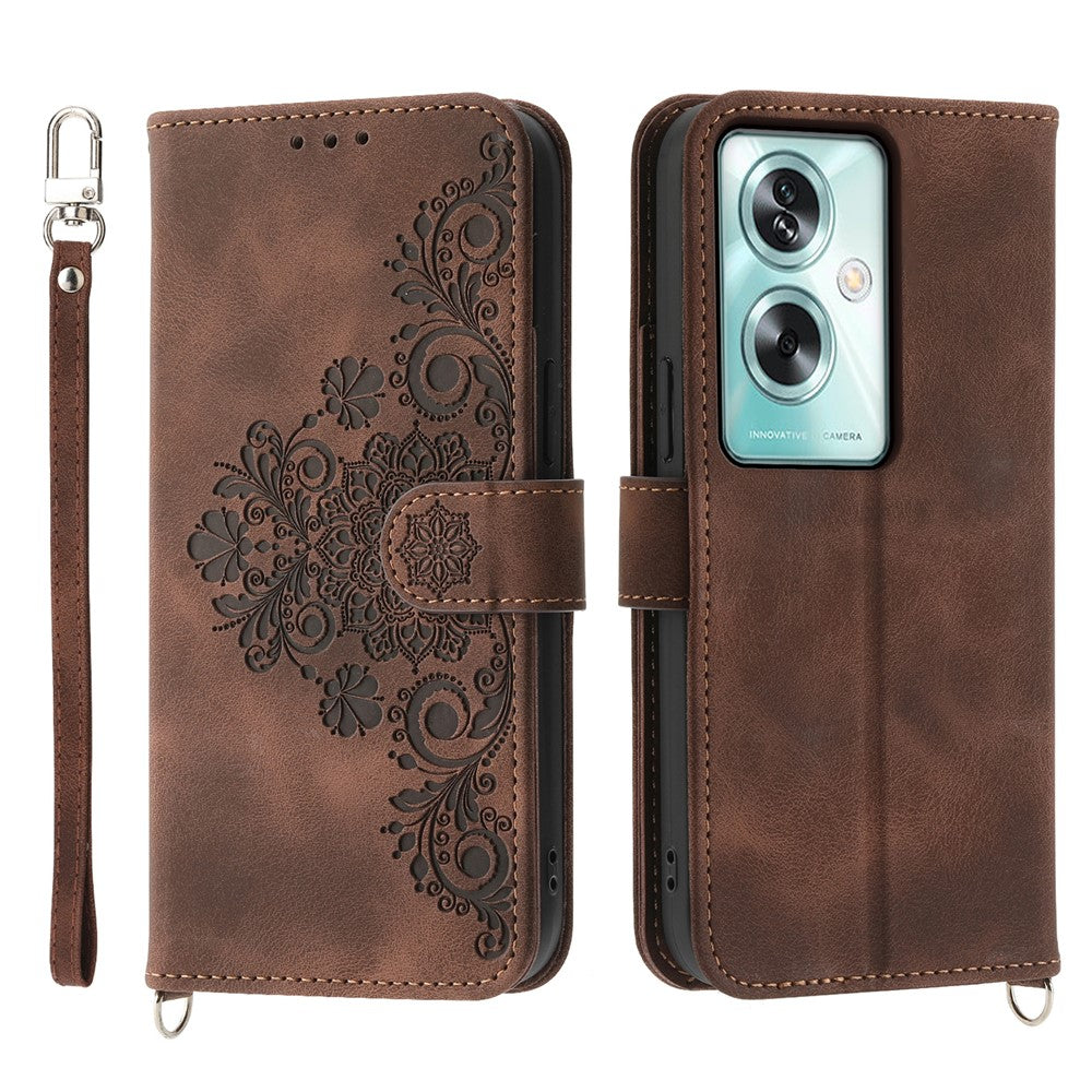 For Oppo A79 5G / A2 5G Case TPU+PU Leather Flower Imprinted Mobile Phone Cover with Card Slots