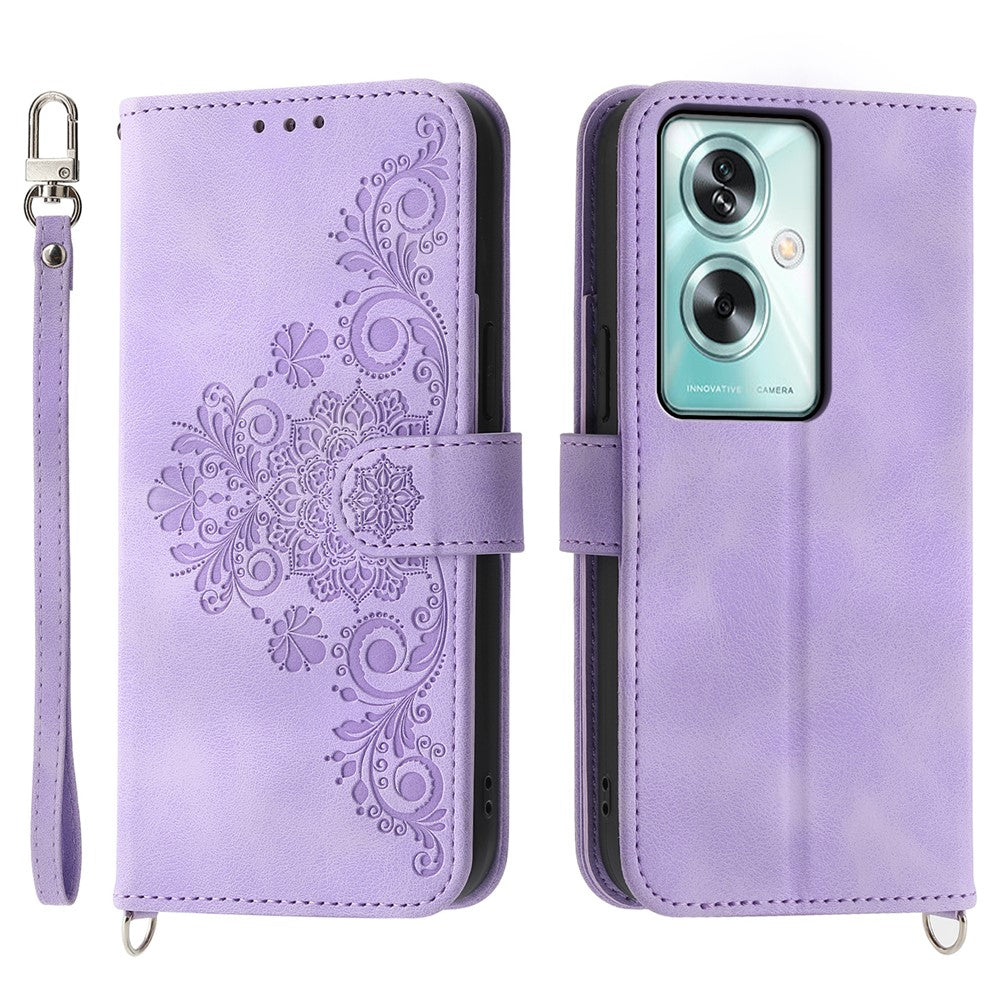 For Oppo A79 5G / A2 5G Case TPU+PU Leather Flower Imprinted Mobile Phone Cover with Card Slots