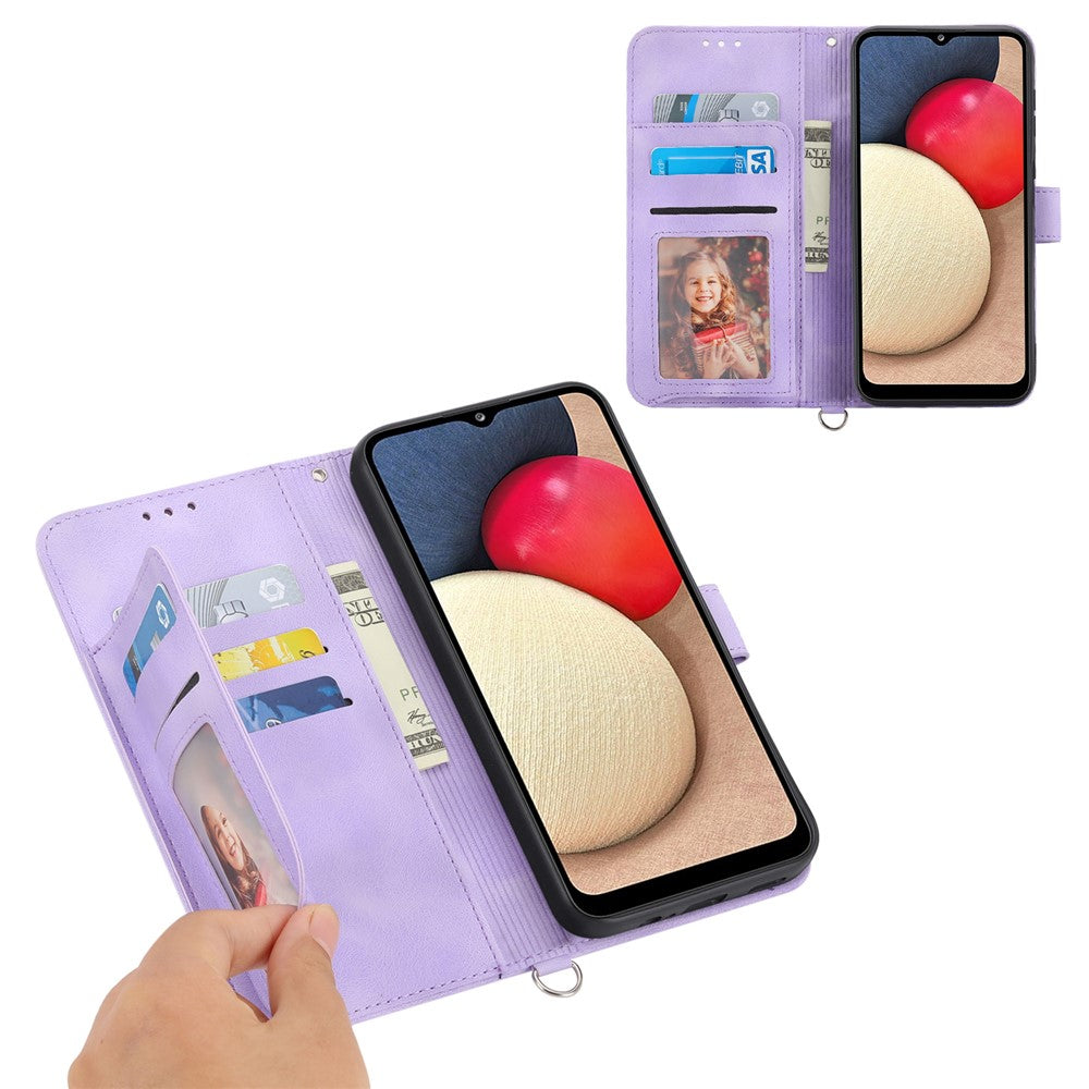 Til Samsung Galaxy A35 5G mobiltelefoncover Blomstermønster i TPU+PU-læder med stropper