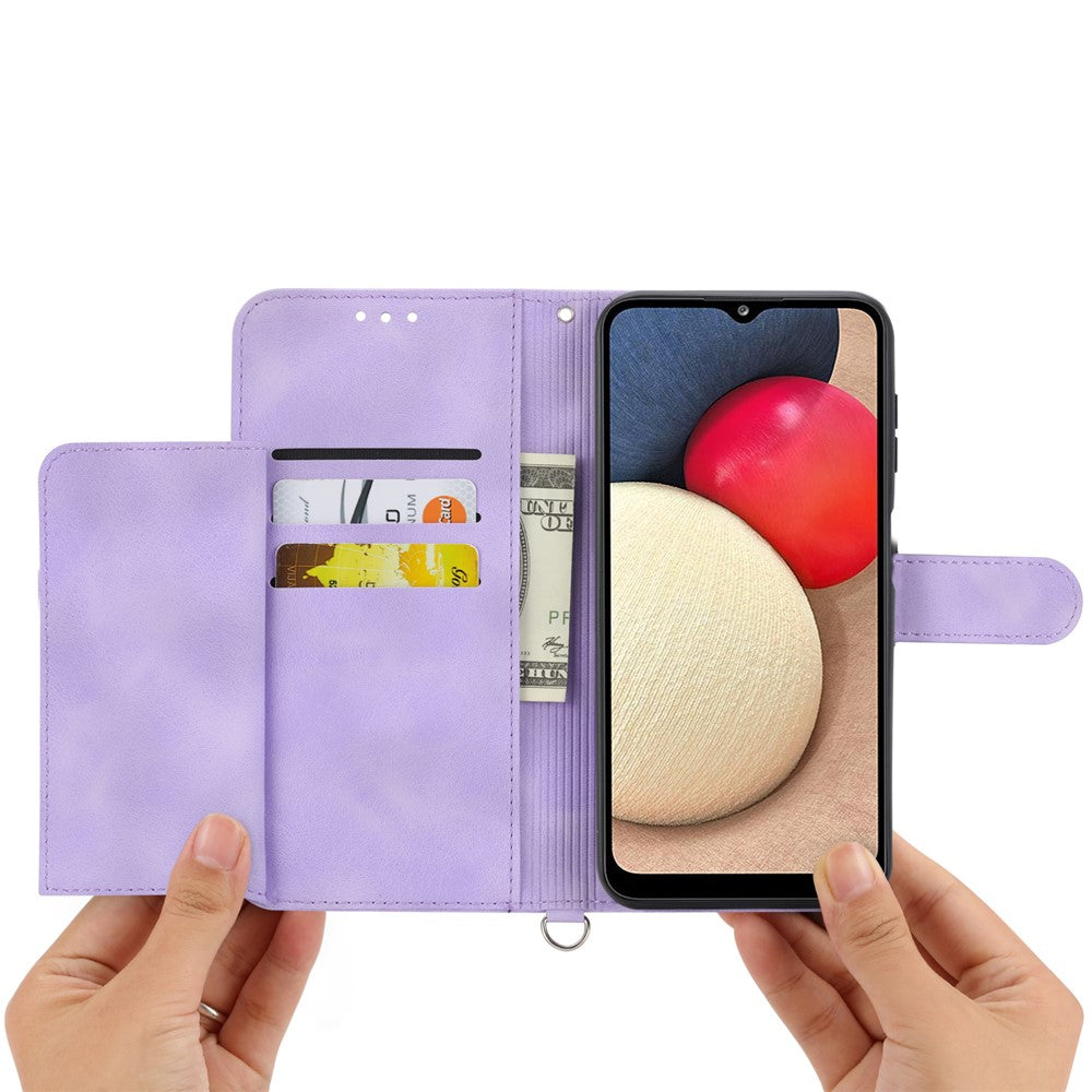 Til Samsung Galaxy A35 5G mobiltelefoncover Blomstermønster i TPU+PU-læder med stropper