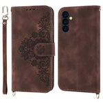 Til Samsung Galaxy A35 5G mobiltelefoncover Blomstermønster i TPU+PU-læder med stropper