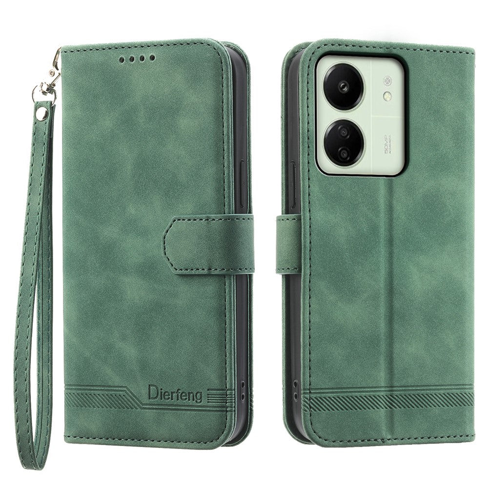 DIERFENG DF-03 För Xiaomi Redmi 13C 4G / 13C 5G / Poco C65 4G / Poco M6 5G / 13R 5G Skal PU-läder Flipkortshållare Smartphone-fodral