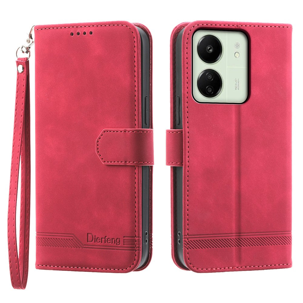 DIERFENG DF-03 För Xiaomi Redmi 13C 4G / 13C 5G / Poco C65 4G / Poco M6 5G / 13R 5G Skal PU-läder Flipkortshållare Smartphone-fodral