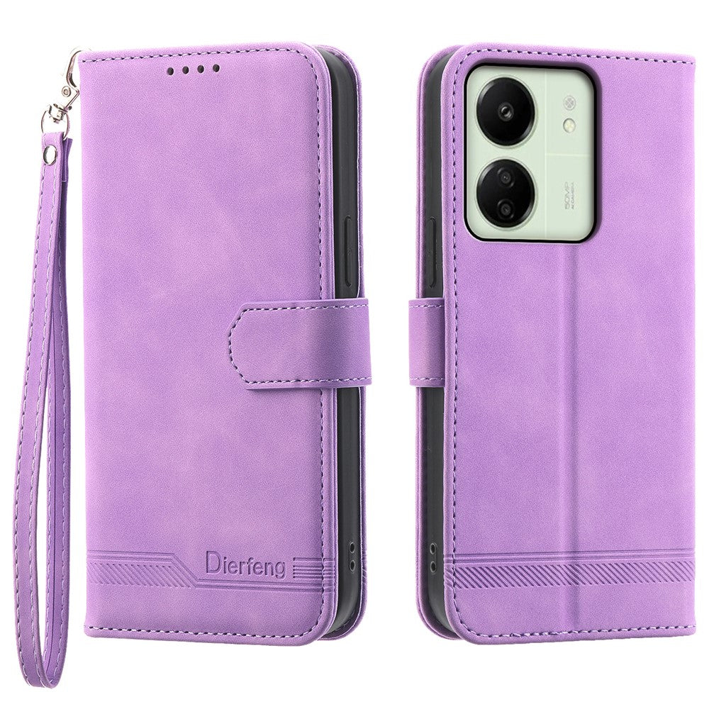 DIERFENG DF-03 För Xiaomi Redmi 13C 4G / 13C 5G / Poco C65 4G / Poco M6 5G / 13R 5G Skal PU-läder Flipkortshållare Smartphone-fodral