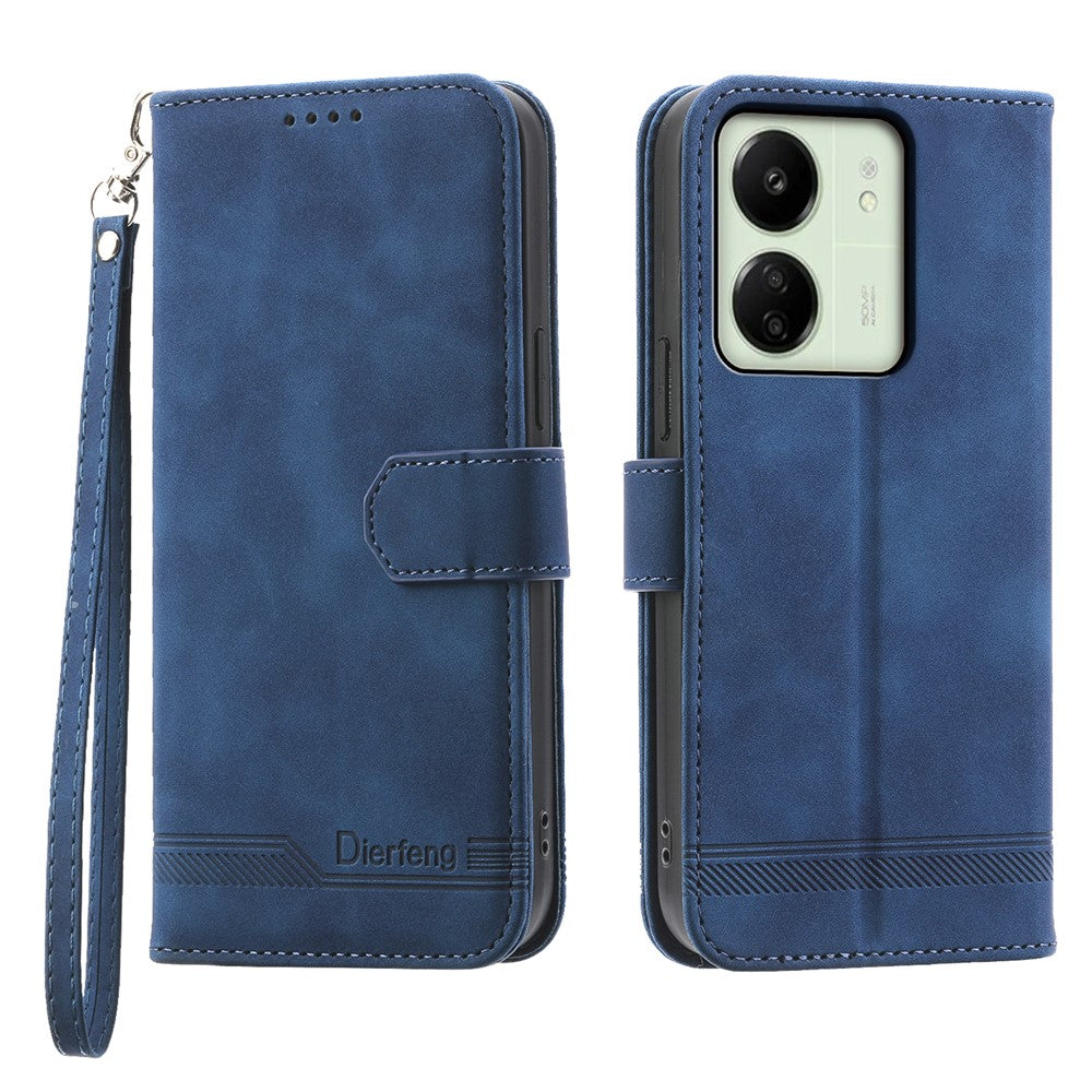 DIERFENG DF-03 För Xiaomi Redmi 13C 4G / 13C 5G / Poco C65 4G / Poco M6 5G / 13R 5G Skal PU-läder Flipkortshållare Smartphone-fodral