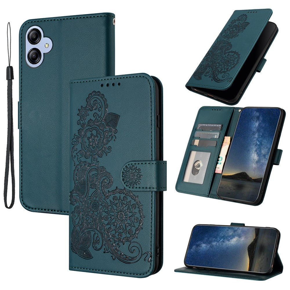 Til Samsung Galaxy A05 4G Telefoncovers Mandala Blomst Læder Pung Mobilcover med Rem