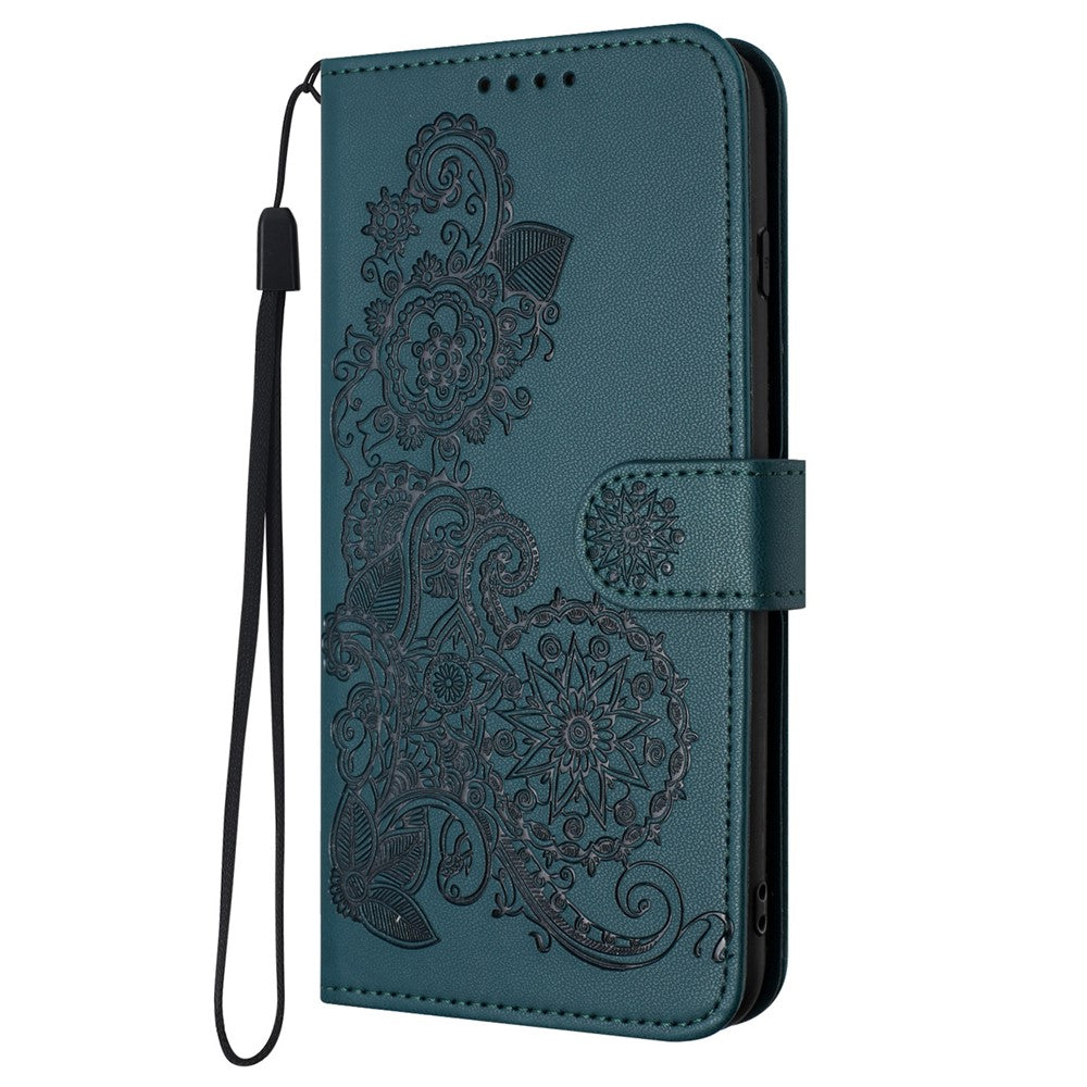 Til Samsung Galaxy A05 4G Telefoncovers Mandala Blomst Læder Pung Mobilcover med Rem