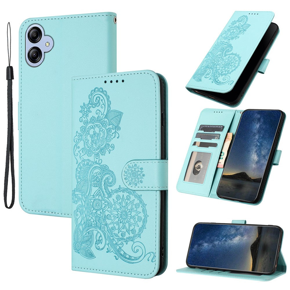 Til Samsung Galaxy A05 4G Telefoncovers Mandala Blomst Læder Pung Mobilcover med Rem