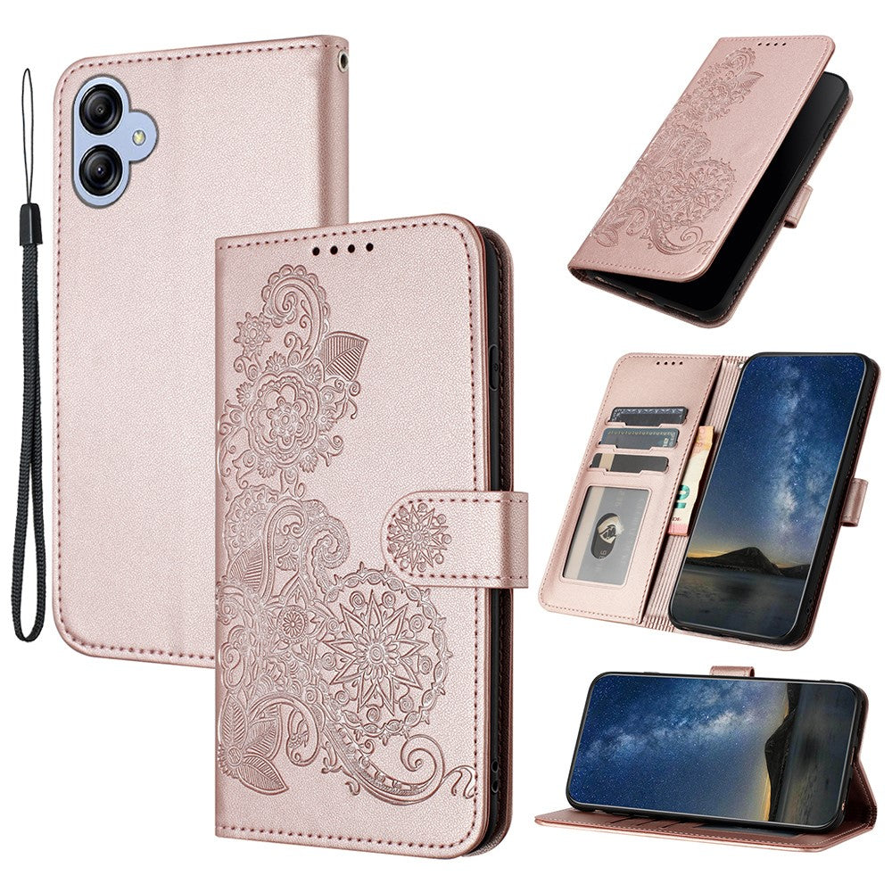 Til Samsung Galaxy A05 4G Telefoncovers Mandala Blomst Læder Pung Mobilcover med Rem