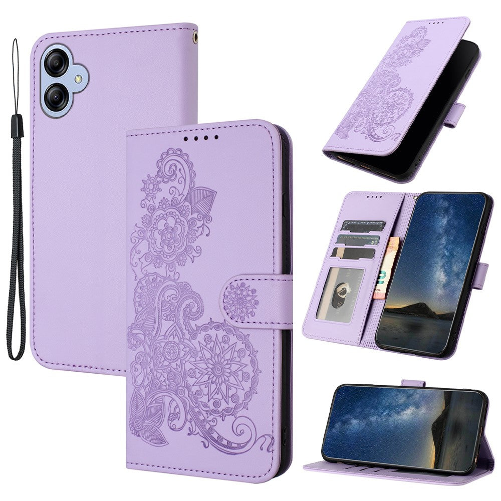 Til Samsung Galaxy A05 4G Telefoncovers Mandala Blomst Læder Pung Mobilcover med Rem