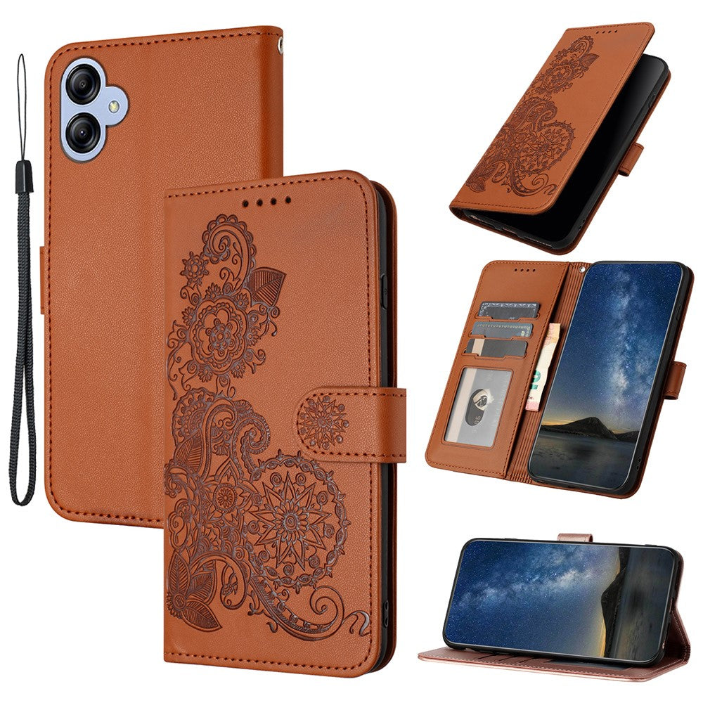 Til Samsung Galaxy A05 4G Telefoncovers Mandala Blomst Læder Pung Mobilcover med Rem