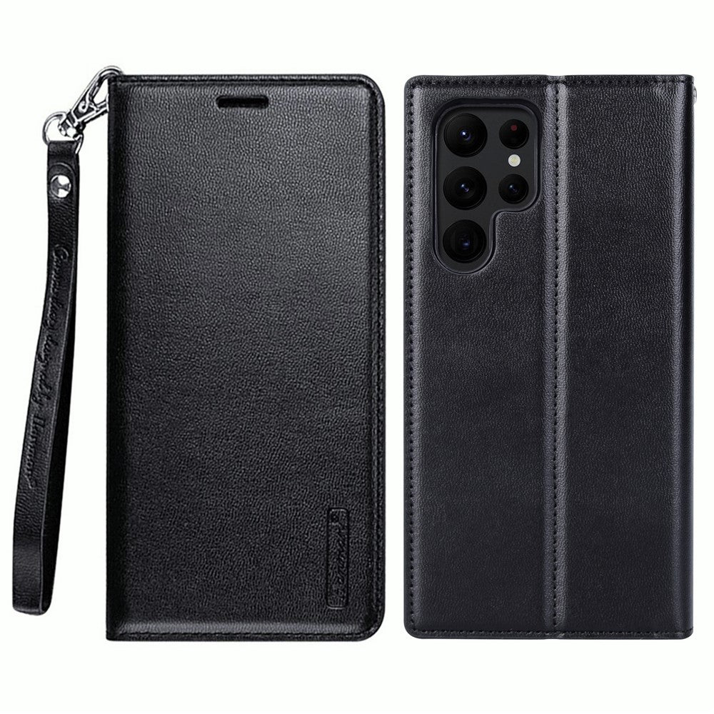 HANMAN Minuo Series For Samsung Galaxy S24 Ultra Magnetic Case PU Leather Wallet Phone Cover