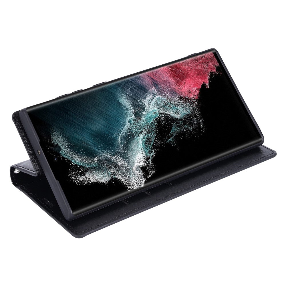 HANMAN Minuo Series For Samsung Galaxy S24 Ultra Magnetic Case PU Leather Wallet Phone Cover