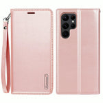 HANMAN Minuo Series For Samsung Galaxy S24 Ultra Magnetic Case PU Leather Wallet Phone Cover