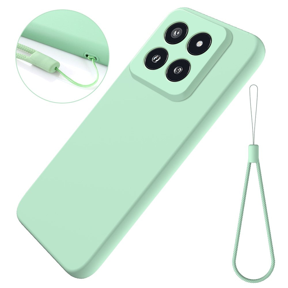 For Xiaomi 14 Pro Silicone Case Shockproof Phone Back Cover with Wrist Strap