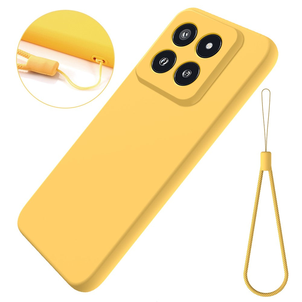 For Xiaomi 14 Pro Silicone Case Shockproof Phone Back Cover with Wrist Strap