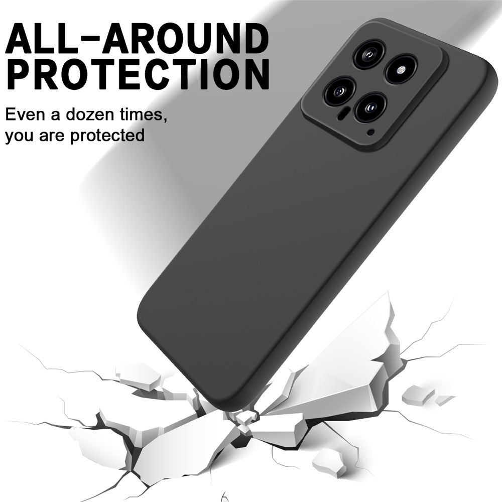 For Xiaomi 14 Silicone Case with a Strap Mobile Phone Back Cover Protector