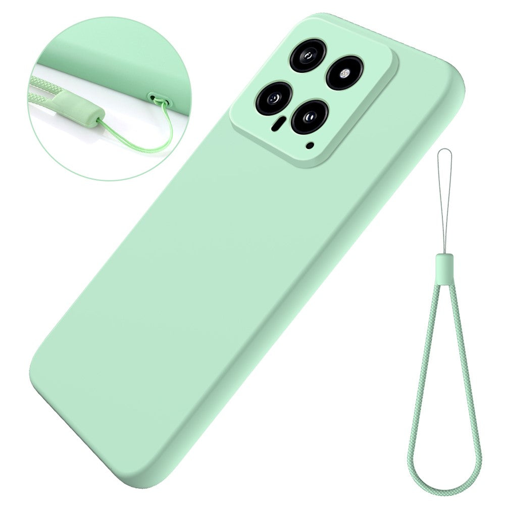 For Xiaomi 14 Silicone Case with a Strap Mobile Phone Back Cover Protector