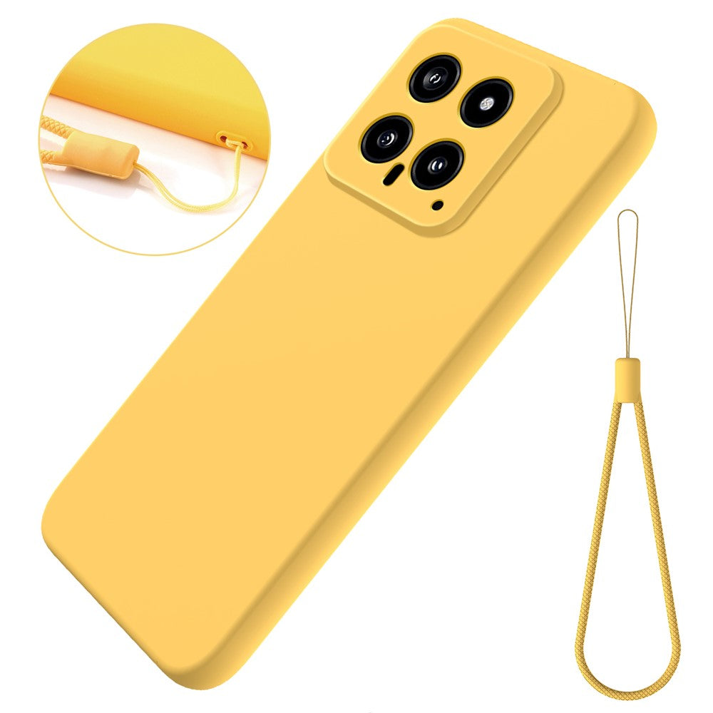 For Xiaomi 14 Silicone Case with a Strap Mobile Phone Back Cover Protector