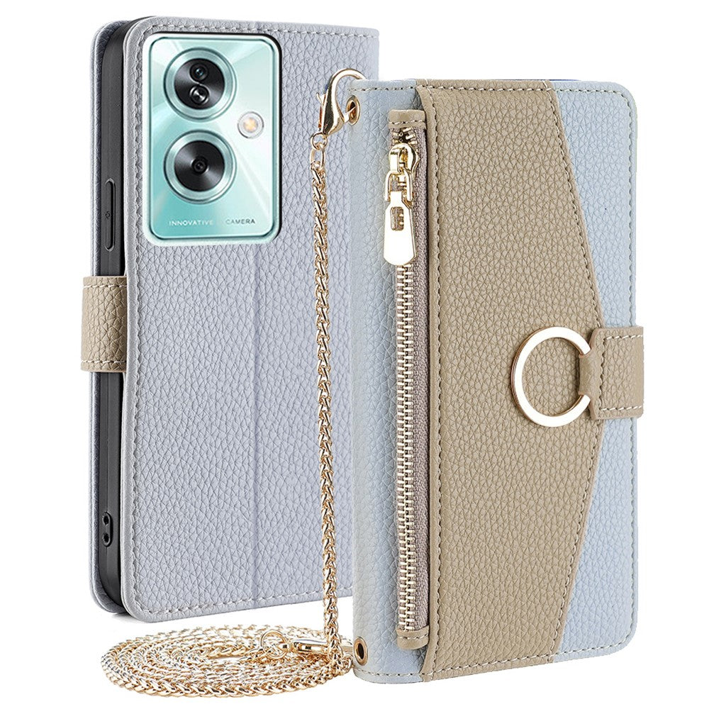 For Oppo A79 5G / A2 5G Case Zipper Pocket Mirror PU Leather Wallet Cover