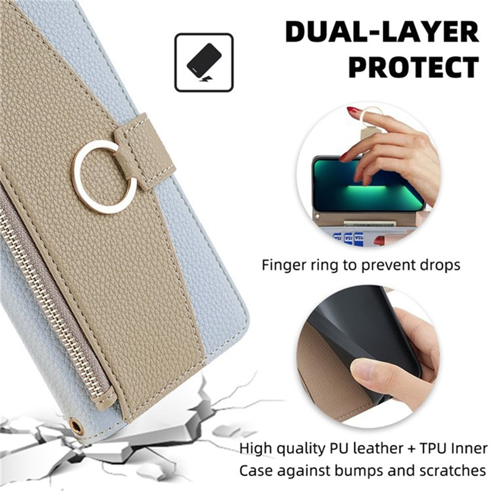 For Oppo A79 5G / A2 5G Case Zipper Pocket Mirror PU Leather Wallet Cover