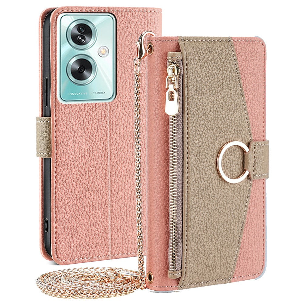 For Oppo A79 5G / A2 5G Case Zipper Pocket Mirror PU Leather Wallet Cover