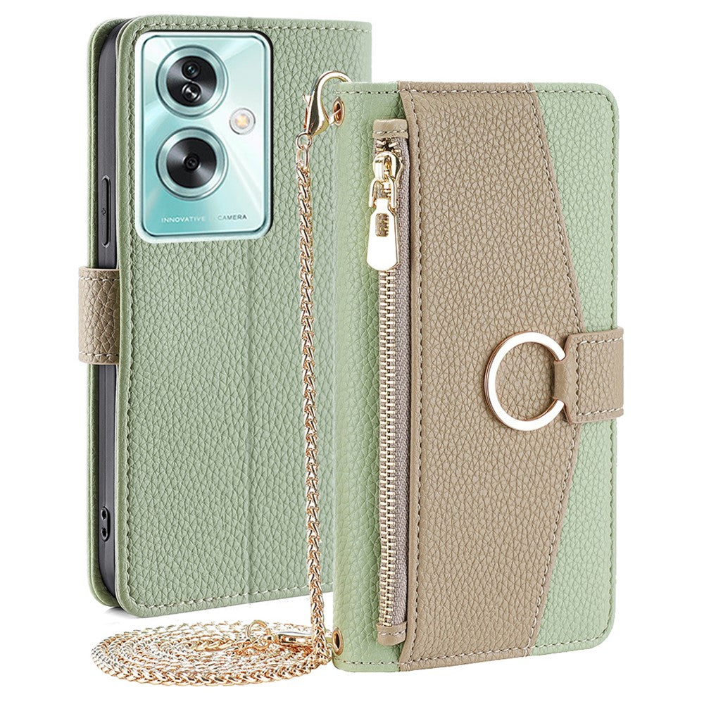 For Oppo A79 5G / A2 5G Case Zipper Pocket Mirror PU Leather Wallet Cover