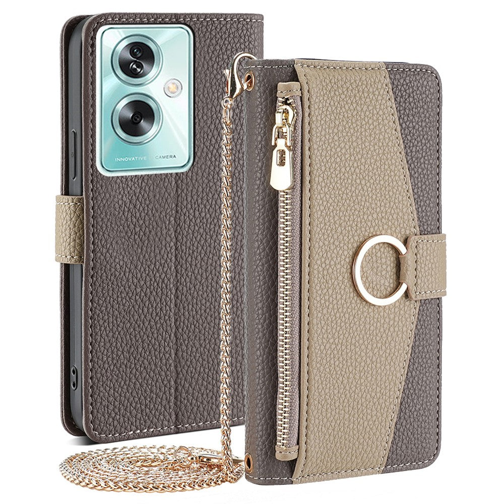 For Oppo A79 5G / A2 5G Case Zipper Pocket Mirror PU Leather Wallet Cover